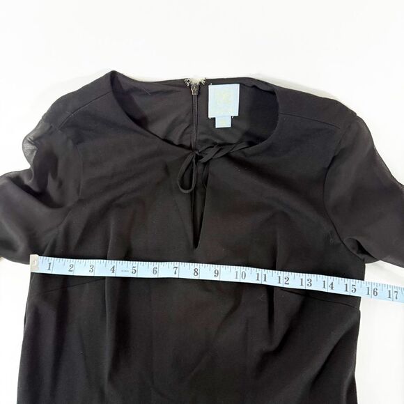 CeCe Women's Black Long Sleeve A-Line Mini Dress with Sheer Sleeves Size 8 - Picture 7 of 10